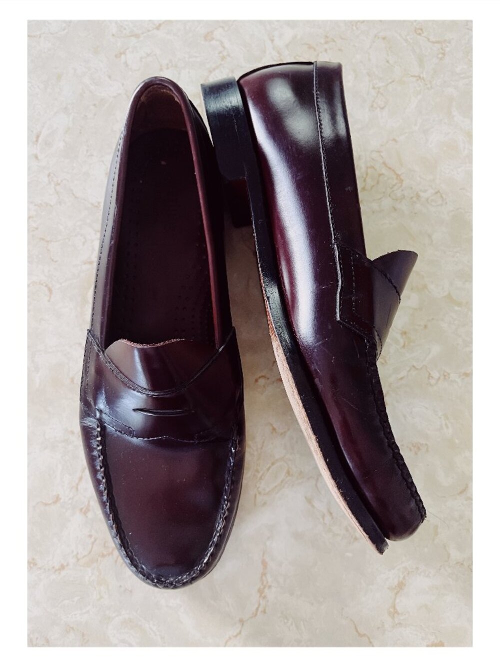 VTG Bass Sz 10.5D Logan Weejun Penny Loafers Cordovan Polished Leather